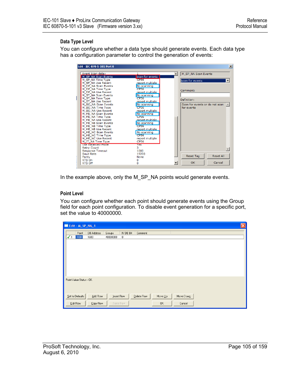 Data type level, Point level | ProSoft Technology 5201-MNET-101S User Manual | Page 105 / 159