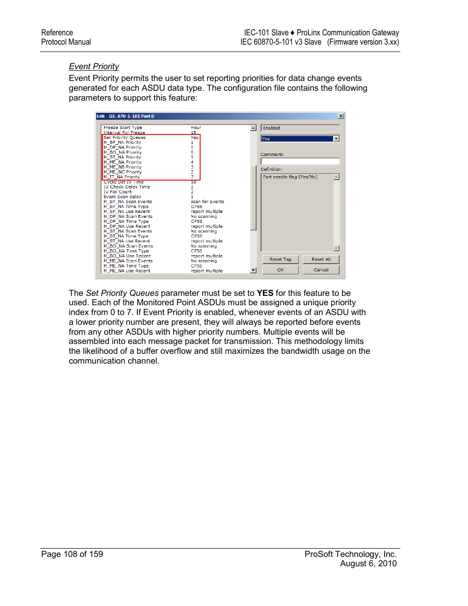 Event priority | ProSoft Technology 5201-MNET-101S User Manual | Page 108 / 159