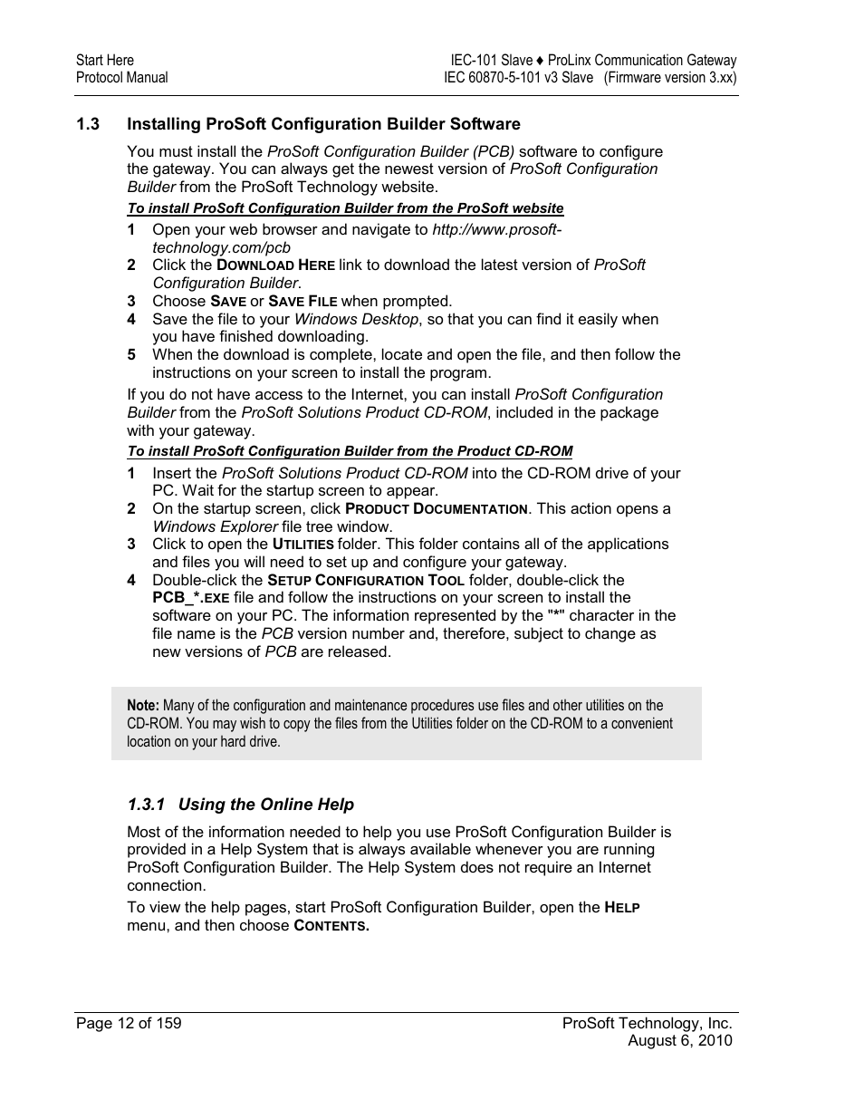 Installing prosoft configuration builder software, Using the online help | ProSoft Technology 5201-MNET-101S User Manual | Page 12 / 159