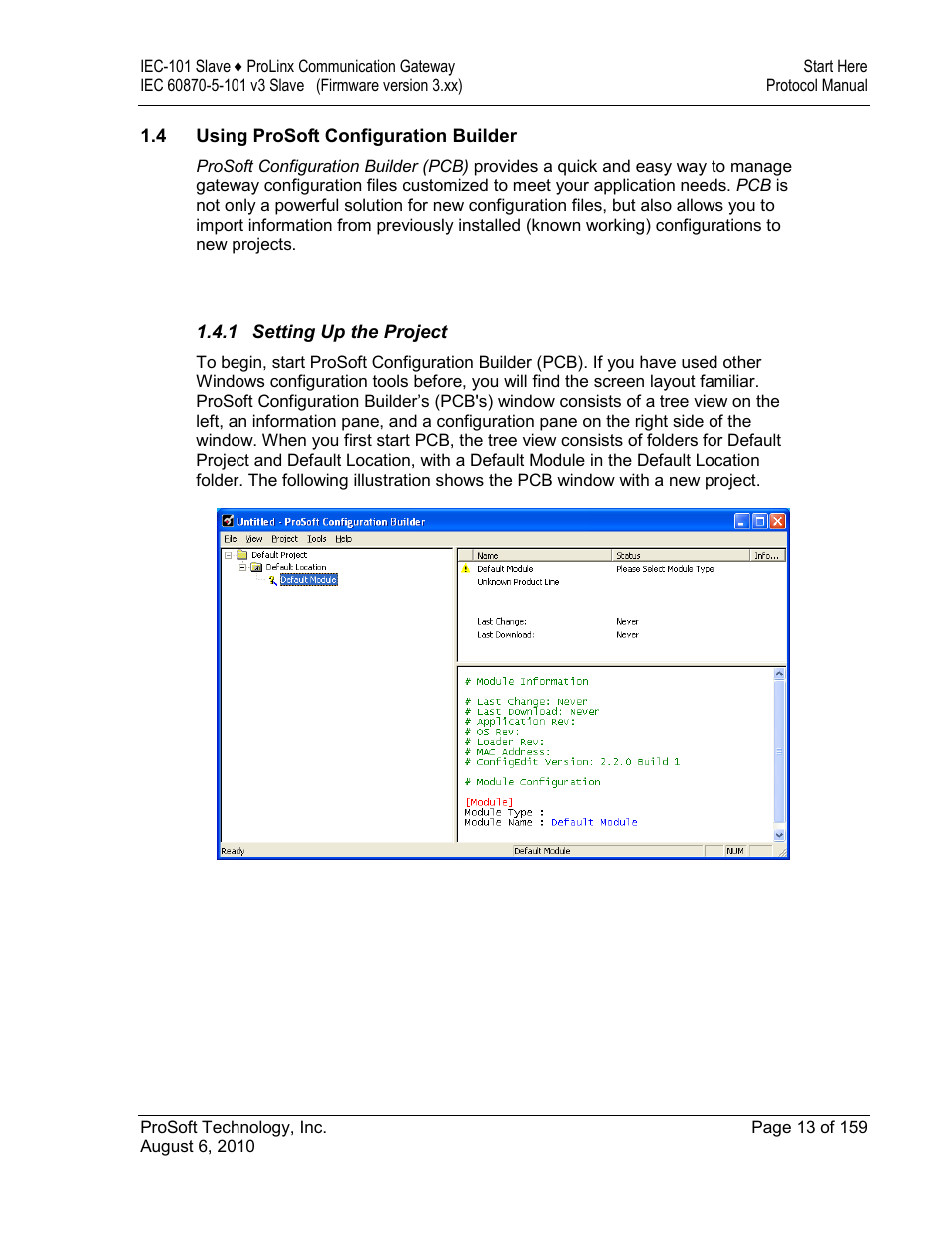 Using prosoft configuration builder, Setting up the project | ProSoft Technology 5201-MNET-101S User Manual | Page 13 / 159