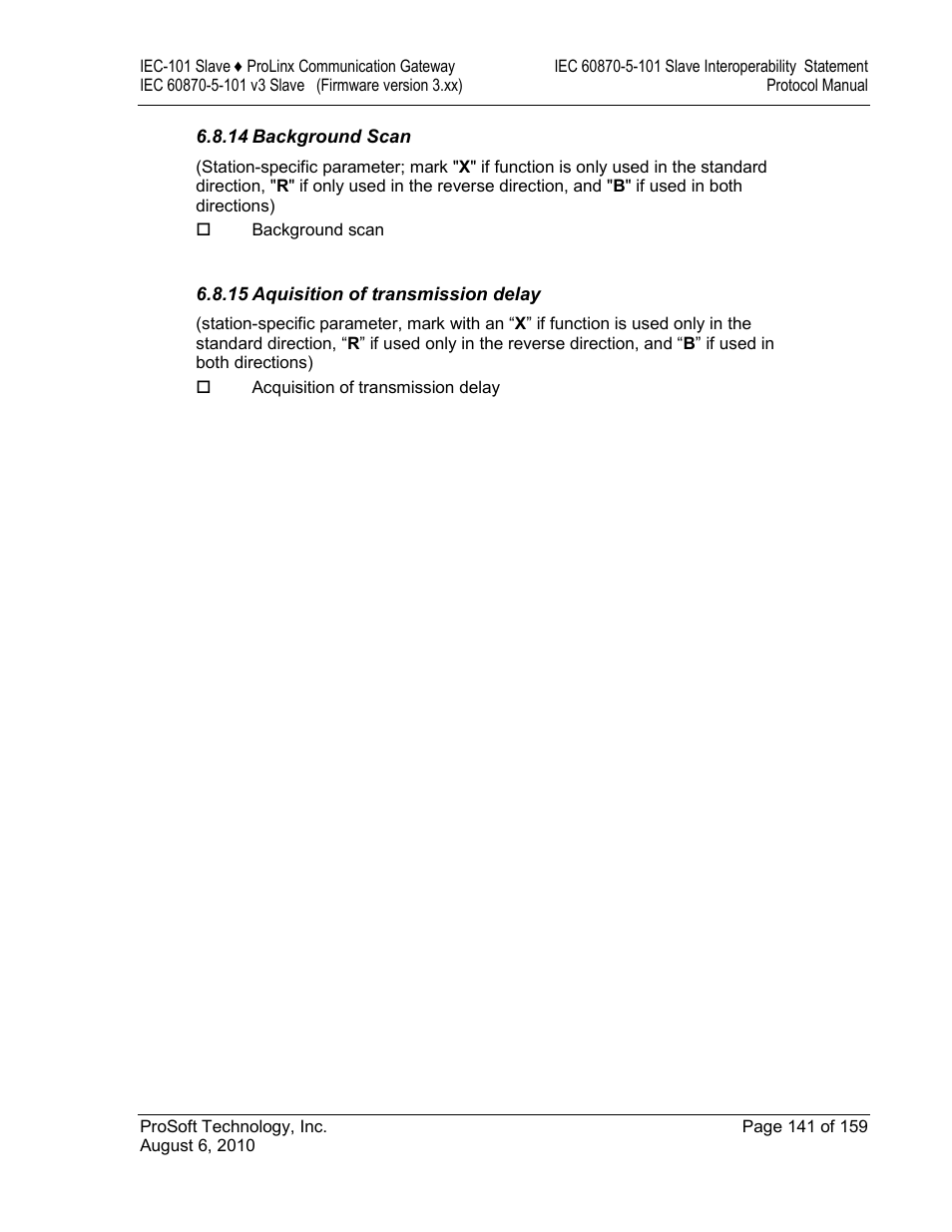 Background scan, Aquisition of transmission delay | ProSoft Technology 5201-MNET-101S User Manual | Page 141 / 159
