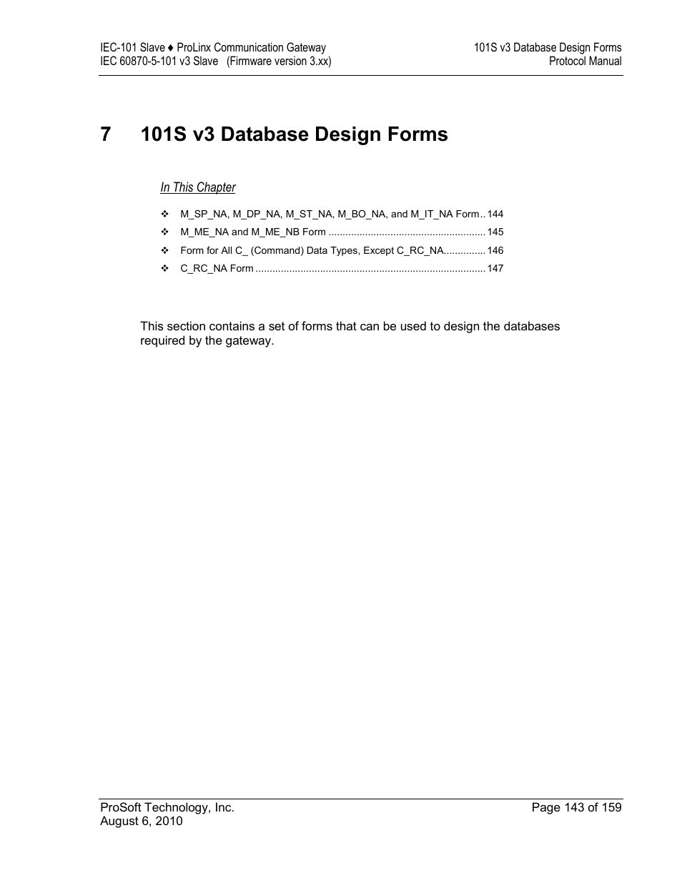 101s v3 database design forms | ProSoft Technology 5201-MNET-101S User Manual | Page 143 / 159