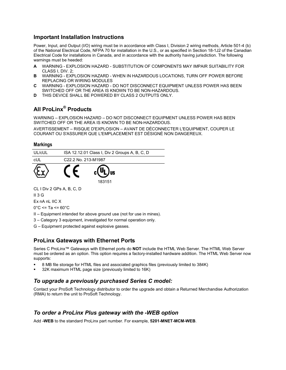 ProSoft Technology 5201-MNET-101S User Manual | Page 3 / 159