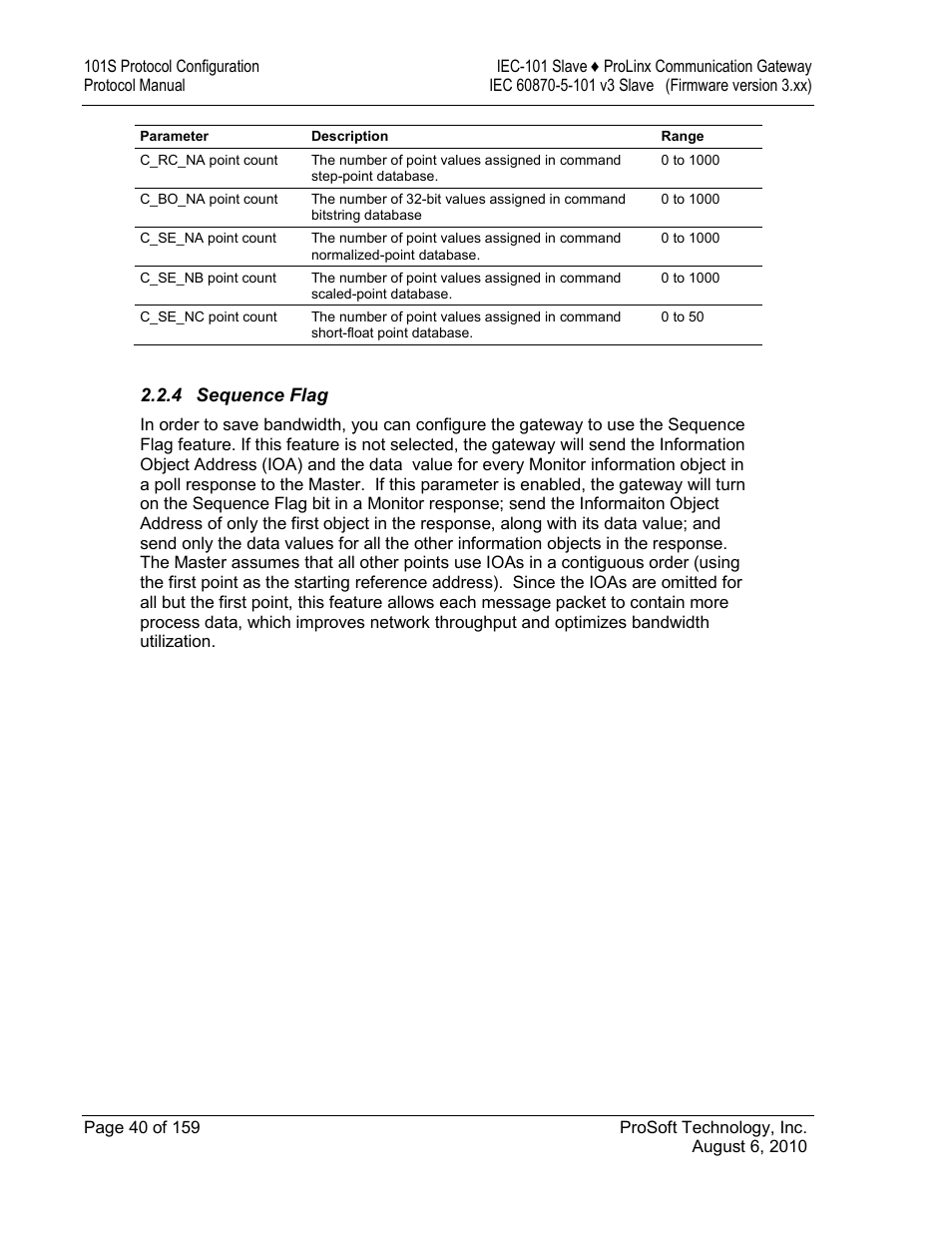 Sequence flag | ProSoft Technology 5201-MNET-101S User Manual | Page 40 / 159