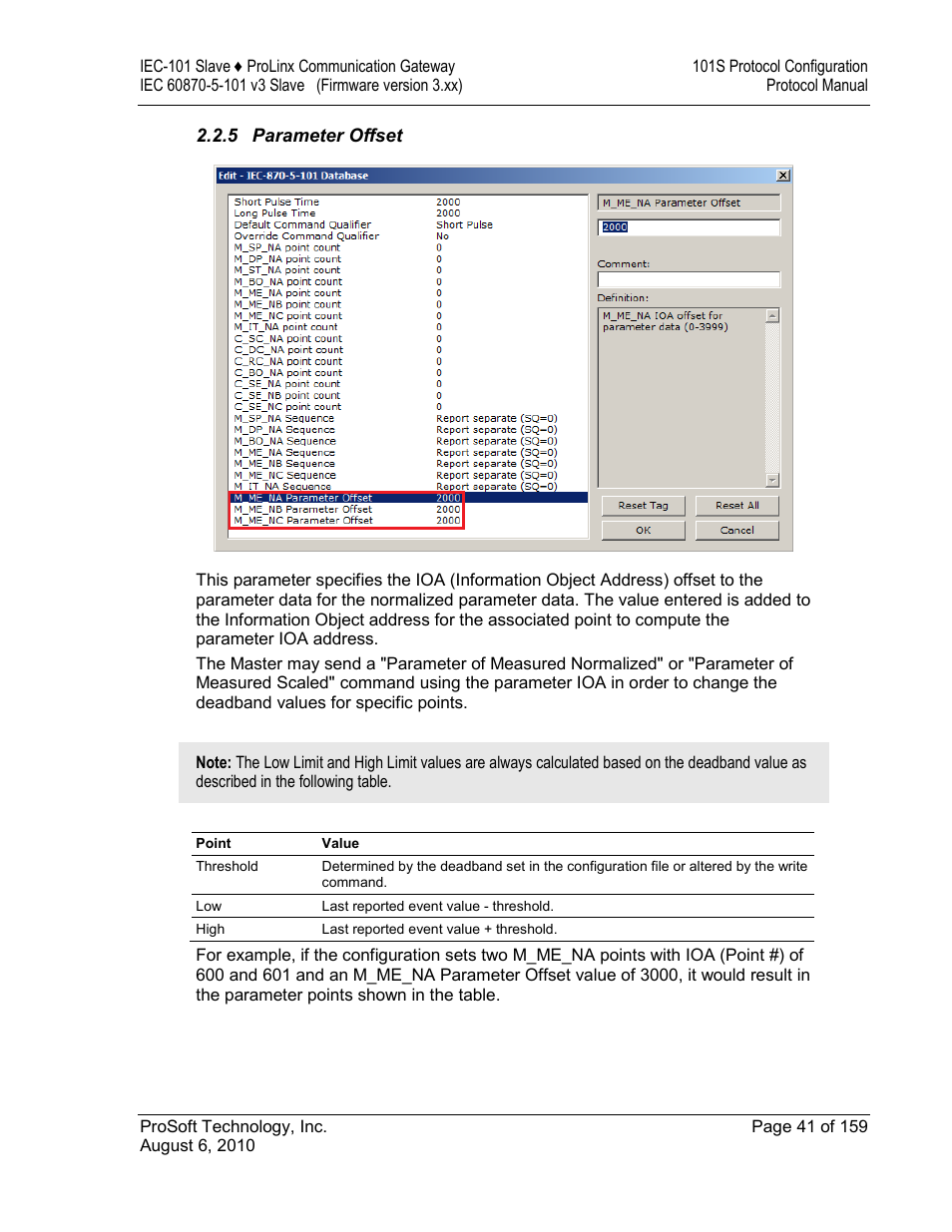 Parameter offset | ProSoft Technology 5201-MNET-101S User Manual | Page 41 / 159