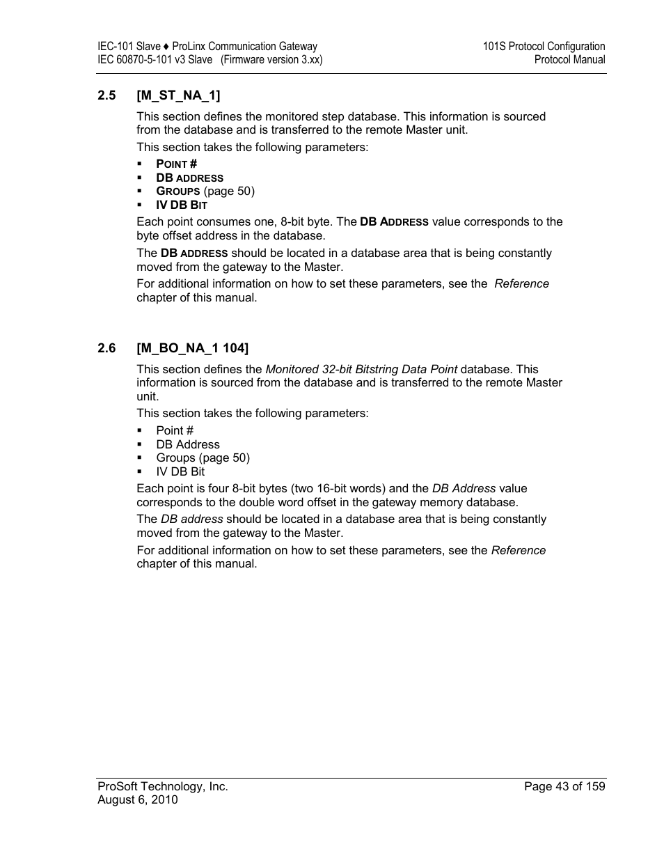 M_st_na_1, M_bo_na_1 104 | ProSoft Technology 5201-MNET-101S User Manual | Page 43 / 159