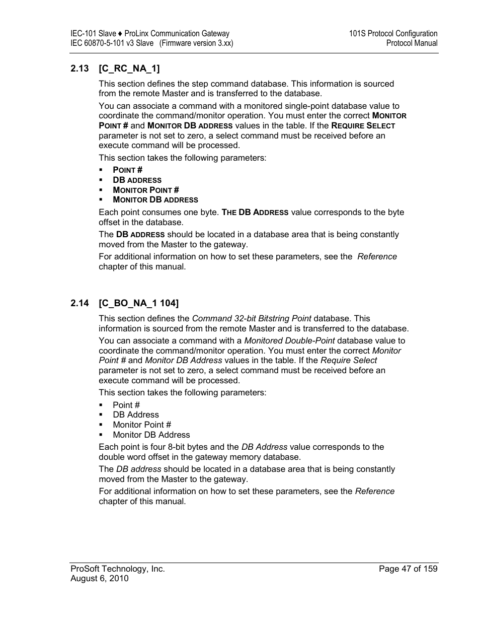 C_rc_na_1, C_bo_na_1 104 | ProSoft Technology 5201-MNET-101S User Manual | Page 47 / 159