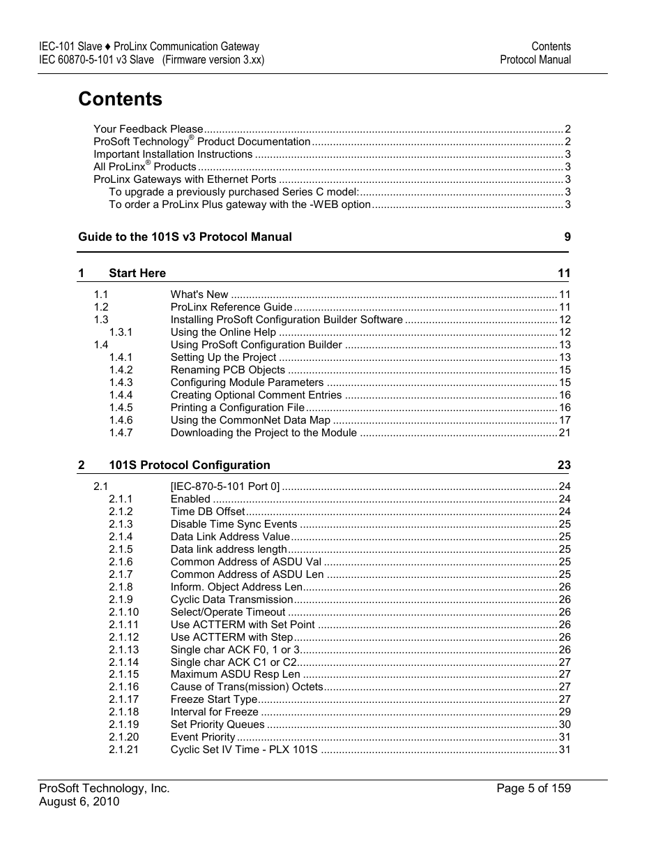 ProSoft Technology 5201-MNET-101S User Manual | Page 5 / 159