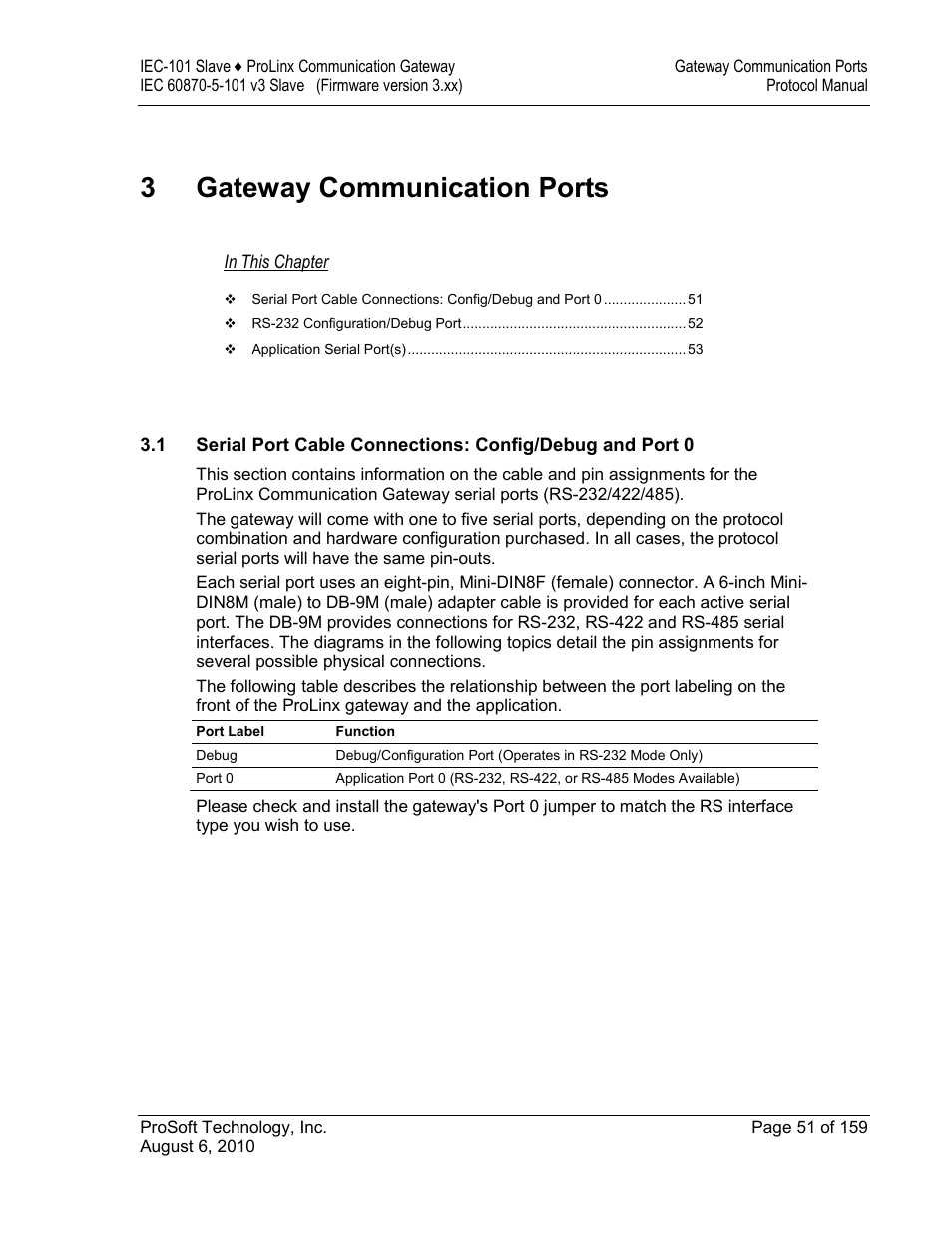 Gateway communication ports, 3 gateway communication ports | ProSoft Technology 5201-MNET-101S User Manual | Page 51 / 159