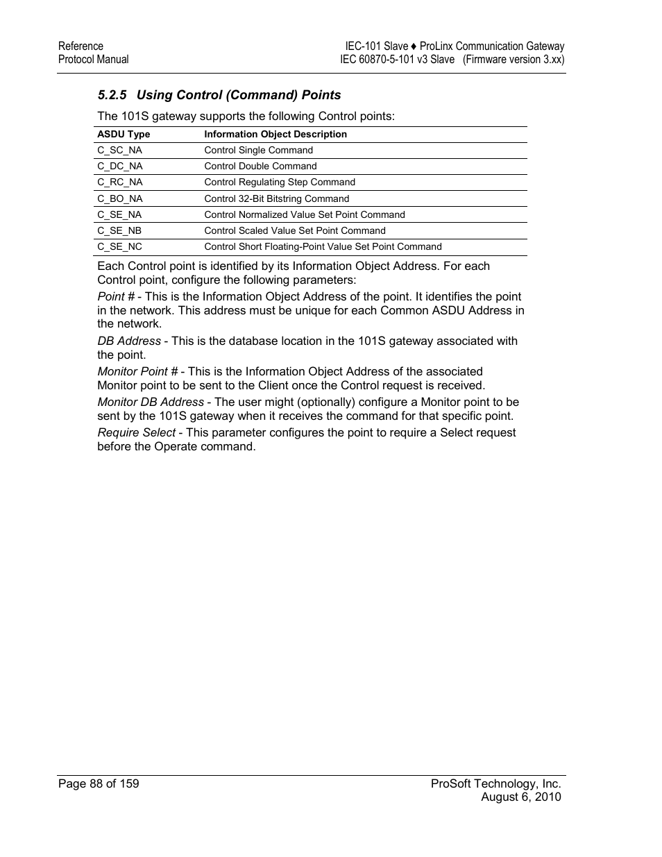 Using control (command) points | ProSoft Technology 5201-MNET-101S User Manual | Page 88 / 159