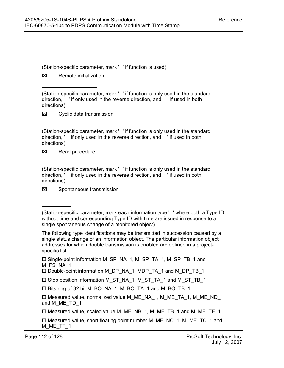 Basic application functions, Station initialization, Cyclic data transmission | Read procedure, Spontaneous transmission | ProSoft Technology 5205-104S-PDPS User Manual | Page 112 / 128