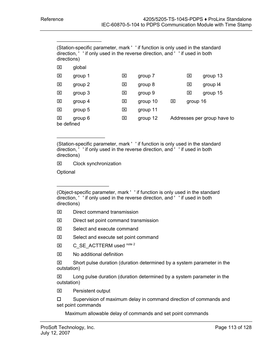 Station interrogation, Clock synchronization, Command transmission | ProSoft Technology 5205-104S-PDPS User Manual | Page 113 / 128