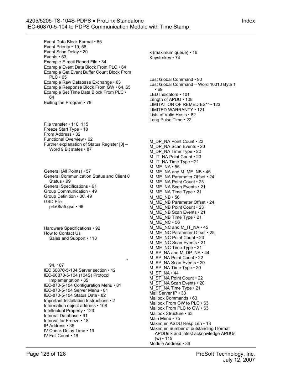 ProSoft Technology 5205-104S-PDPS User Manual | Page 126 / 128
