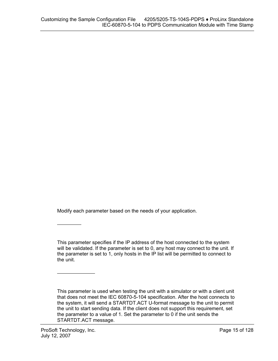 Use ip list, Override startdt | ProSoft Technology 5205-104S-PDPS User Manual | Page 15 / 128