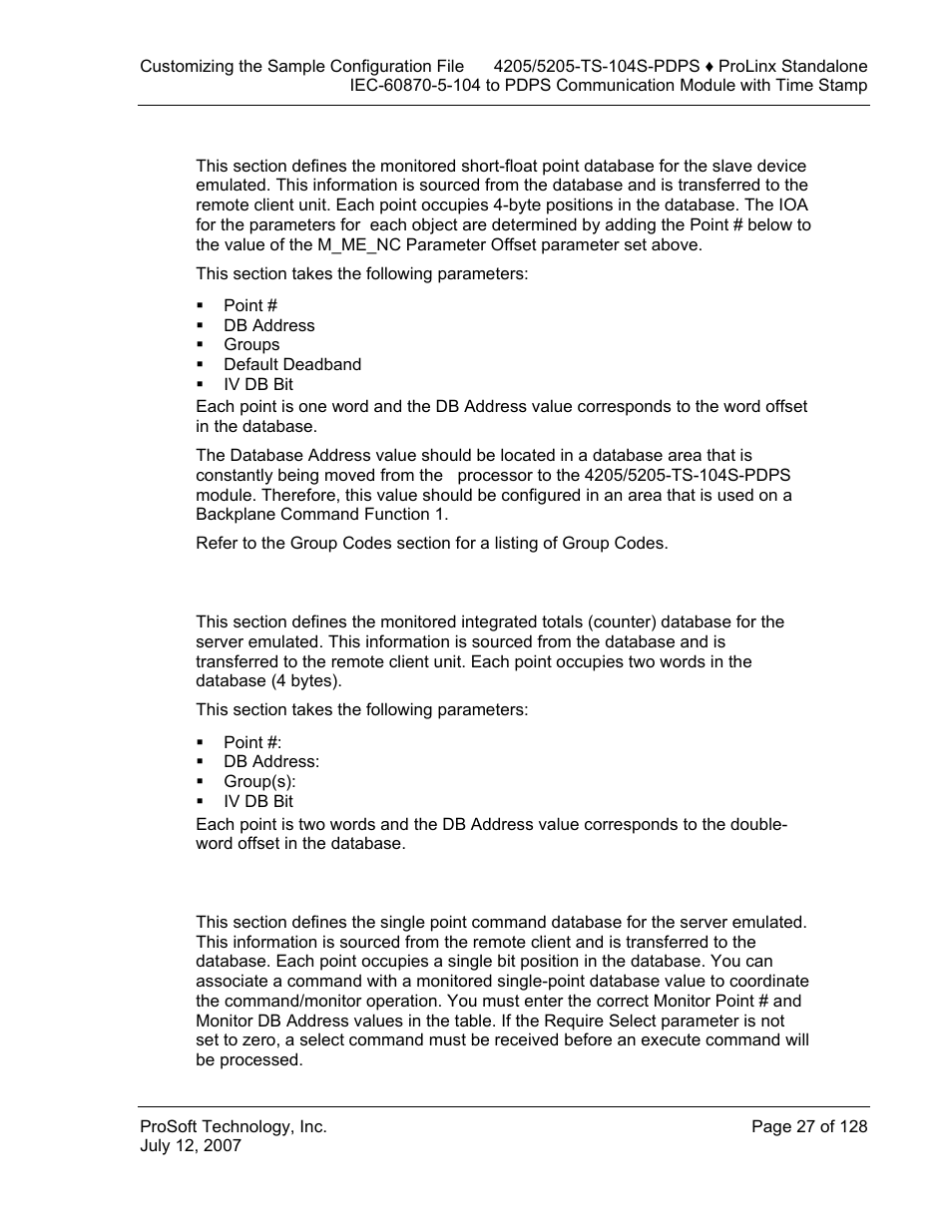 M_me_nc_1 104] section, M_it_na_1 104] section, C_sc_na_1 104] section | ProSoft Technology 5205-104S-PDPS User Manual | Page 27 / 128