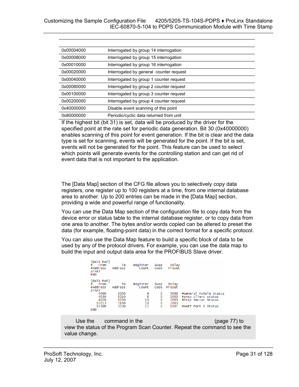 Data map] section, Data, Section | ProSoft Technology 5205-104S-PDPS User Manual | Page 31 / 128