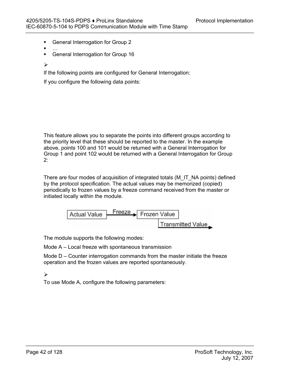 Example – general interrogation, Example – mode a | ProSoft Technology 5205-104S-PDPS User Manual | Page 42 / 128