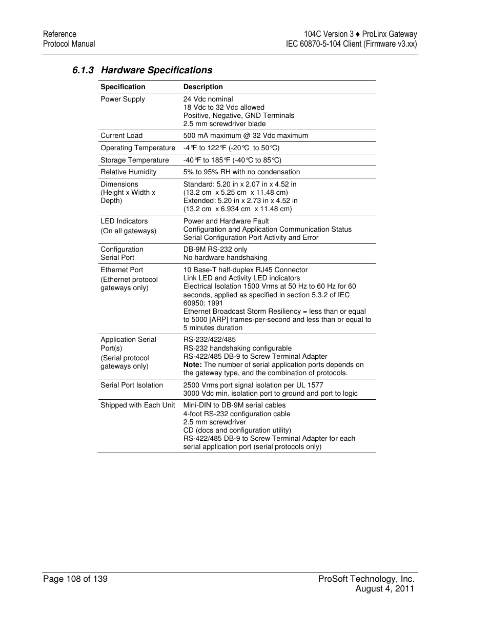 ProSoft Technology 5201-DFNT-104C User Manual | Page 108 / 139