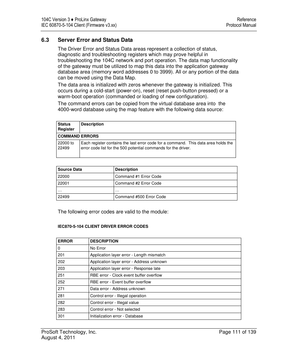 ProSoft Technology 5201-DFNT-104C User Manual | Page 111 / 139