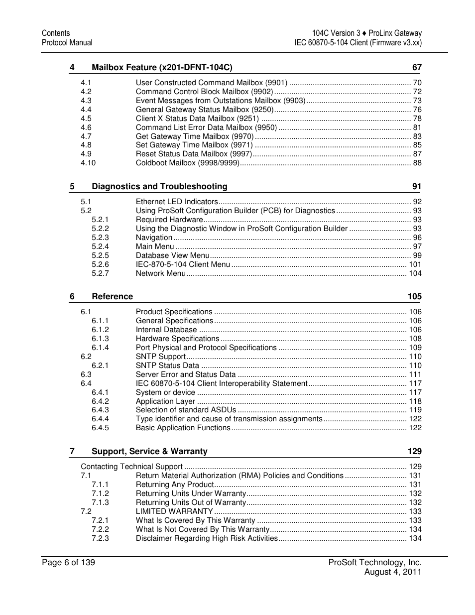 ProSoft Technology 5201-DFNT-104C User Manual | Page 6 / 139