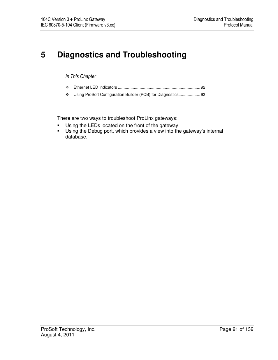 5diagnostics and troubleshooting | ProSoft Technology 5201-DFNT-104C User Manual | Page 91 / 139