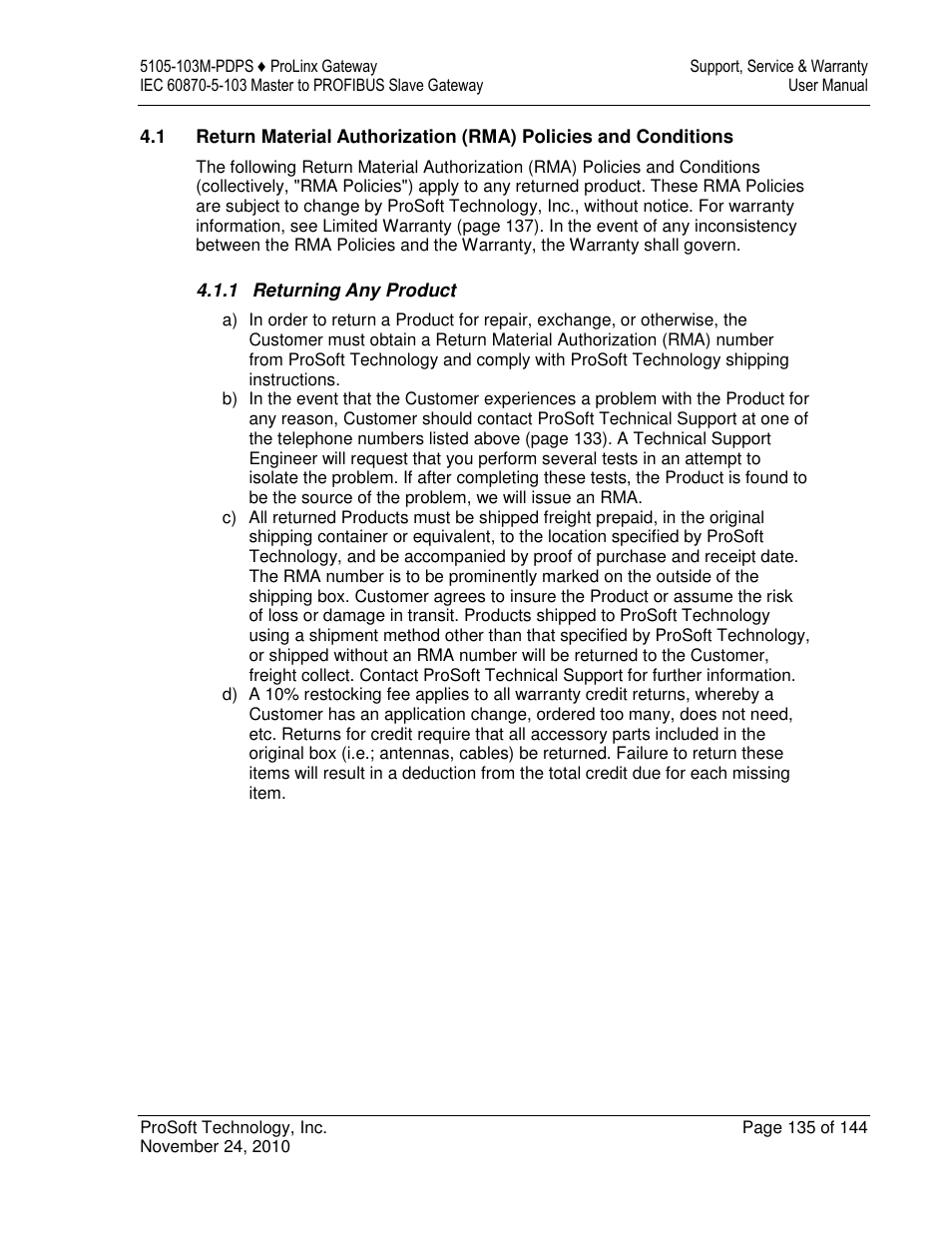 ProSoft Technology 5105-103M-PDPS User Manual | Page 135 / 144