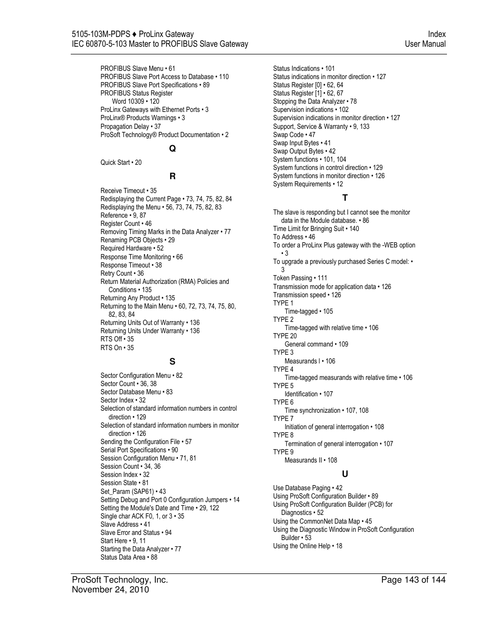 ProSoft Technology 5105-103M-PDPS User Manual | Page 143 / 144