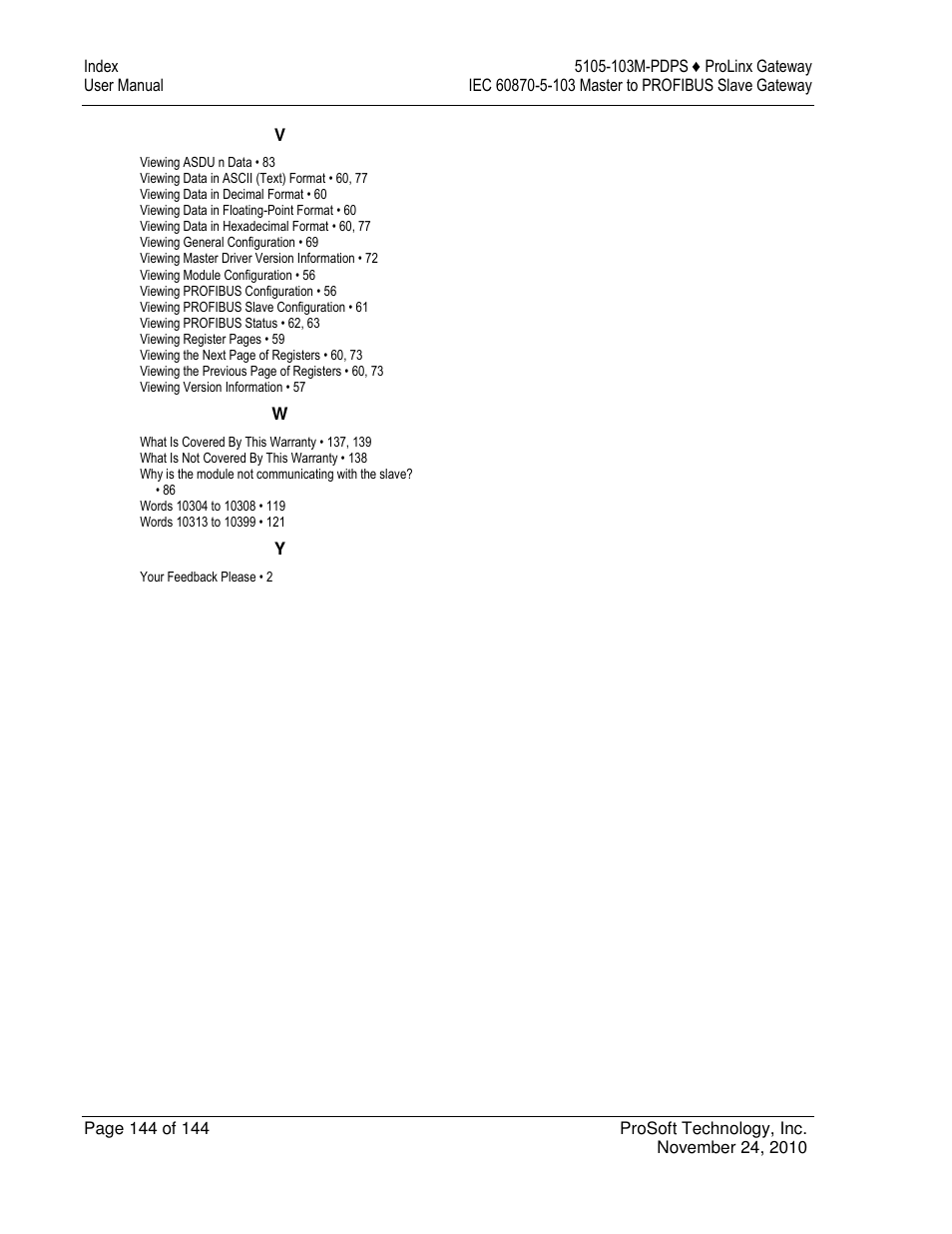 ProSoft Technology 5105-103M-PDPS User Manual | Page 144 / 144