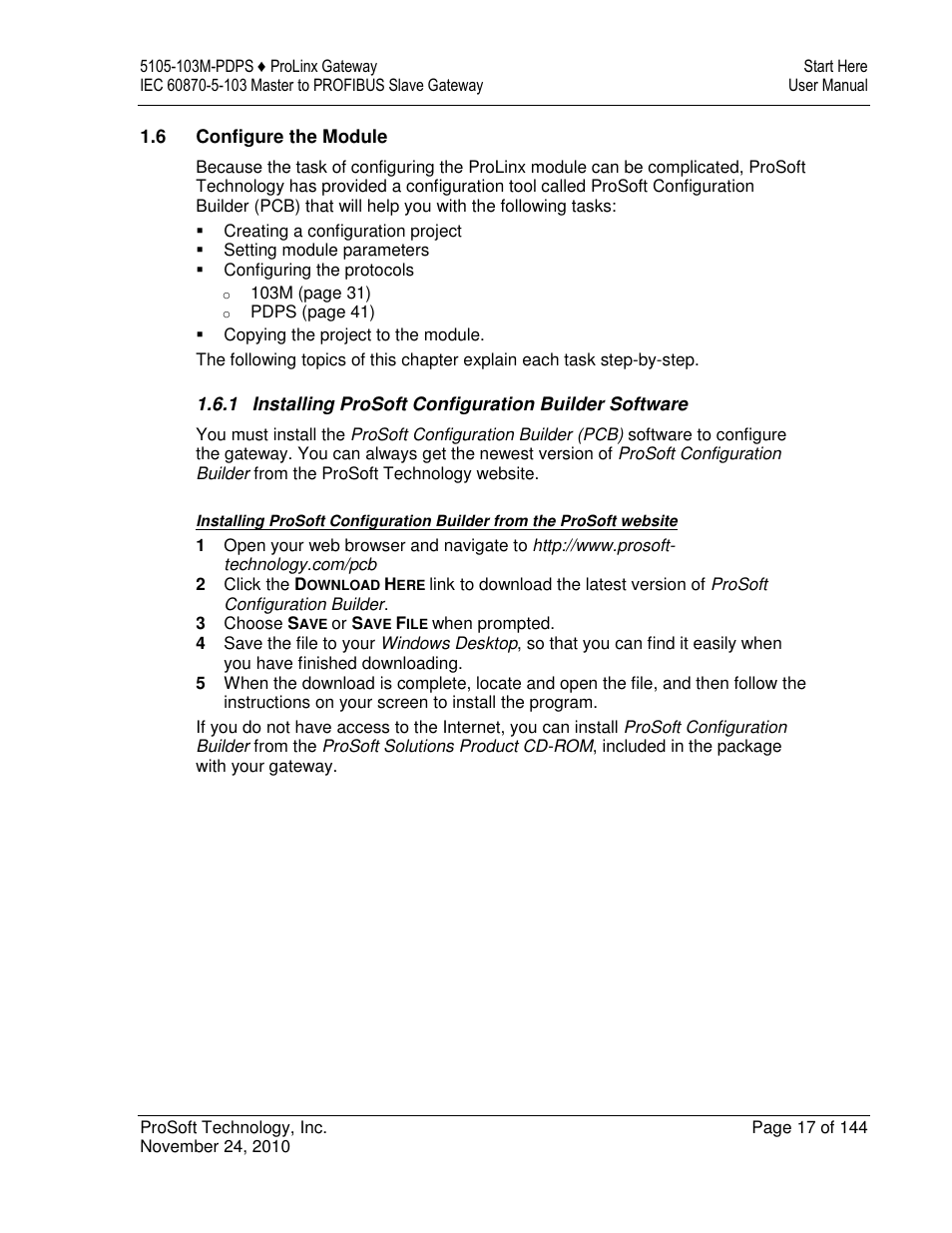 ProSoft Technology 5105-103M-PDPS User Manual | Page 17 / 144
