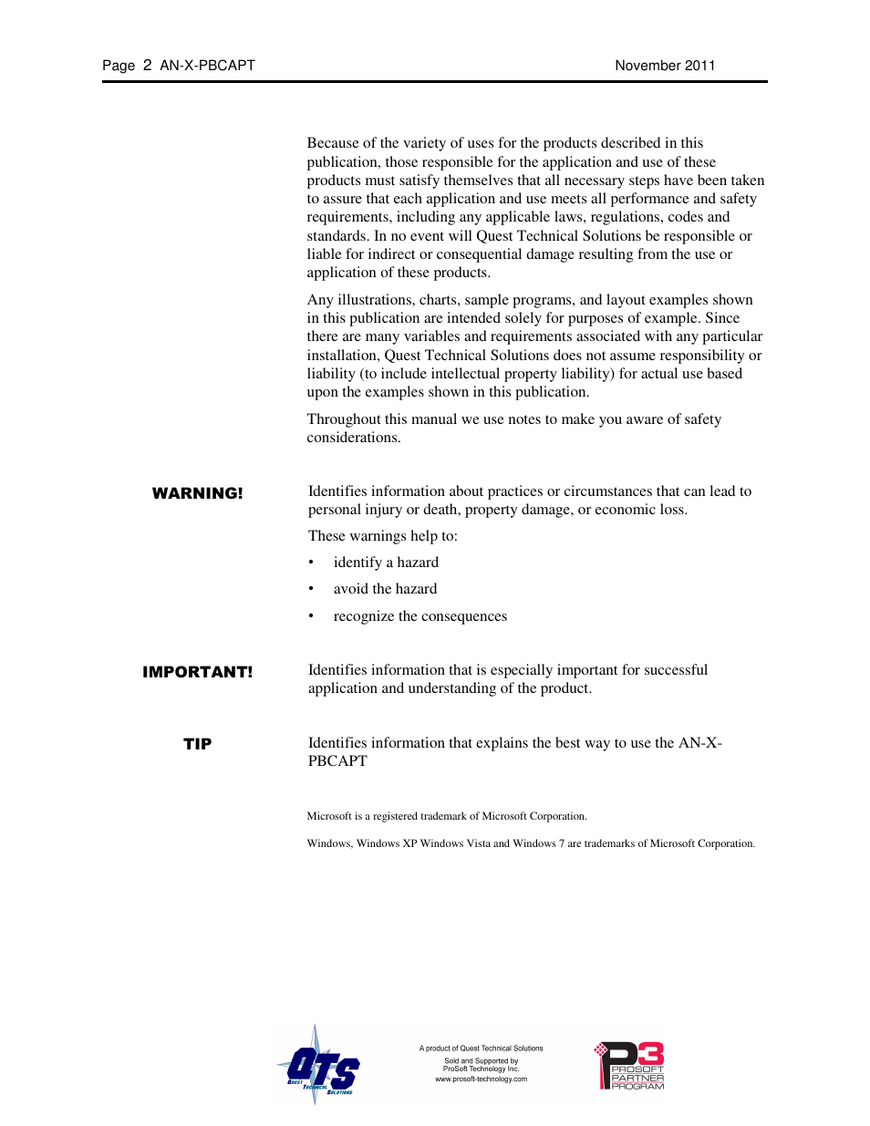 ProSoft Technology AN-X-PB User Manual | Page 2 / 61