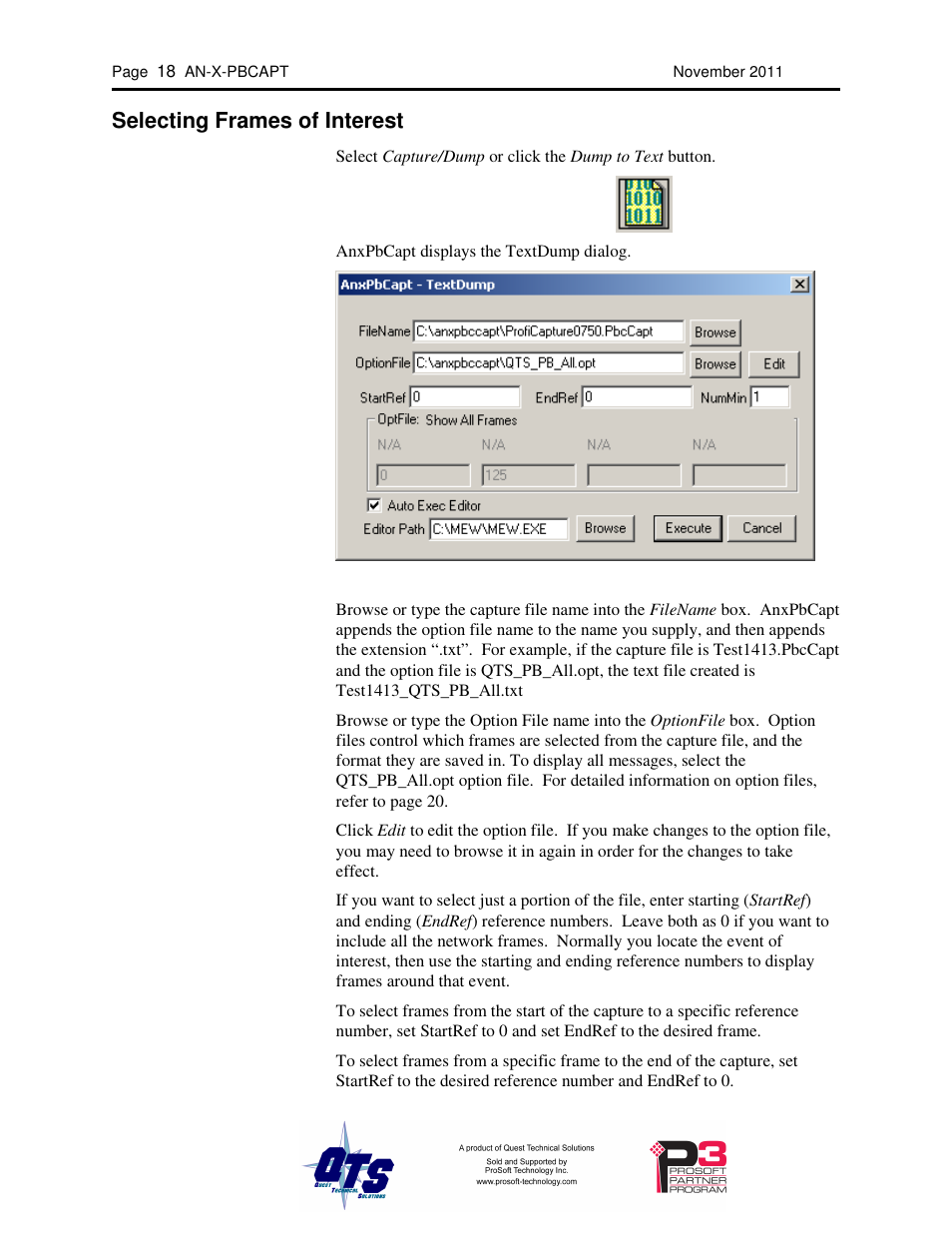 Selecting frames of interest | ProSoft Technology AN-X-PB User Manual | Page 22 / 61