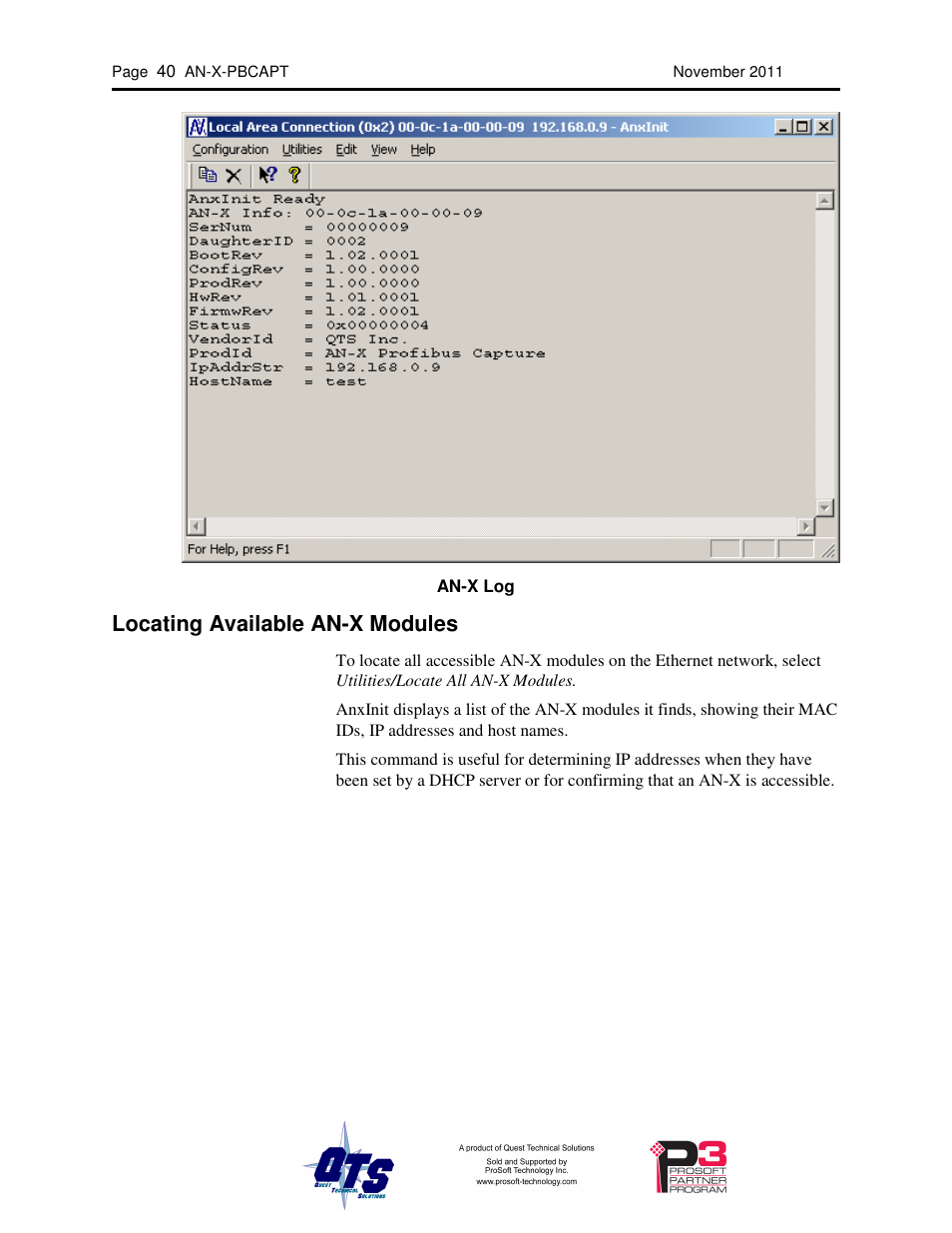 Locating available an-x modules | ProSoft Technology AN-X-PB User Manual | Page 44 / 61