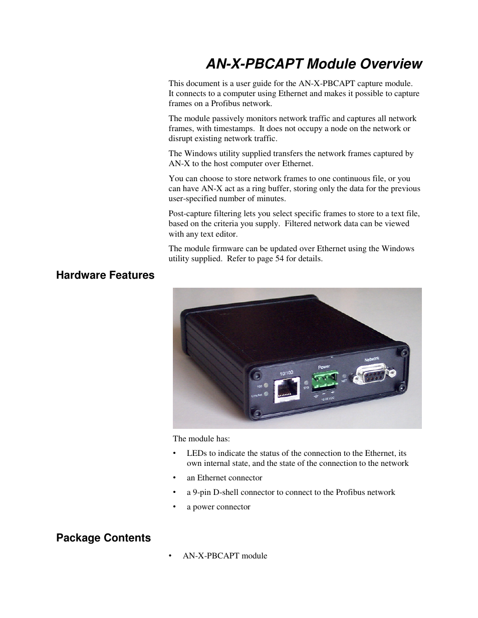 An-x-pbcapt module overview | ProSoft Technology AN-X-PB User Manual | Page 6 / 61