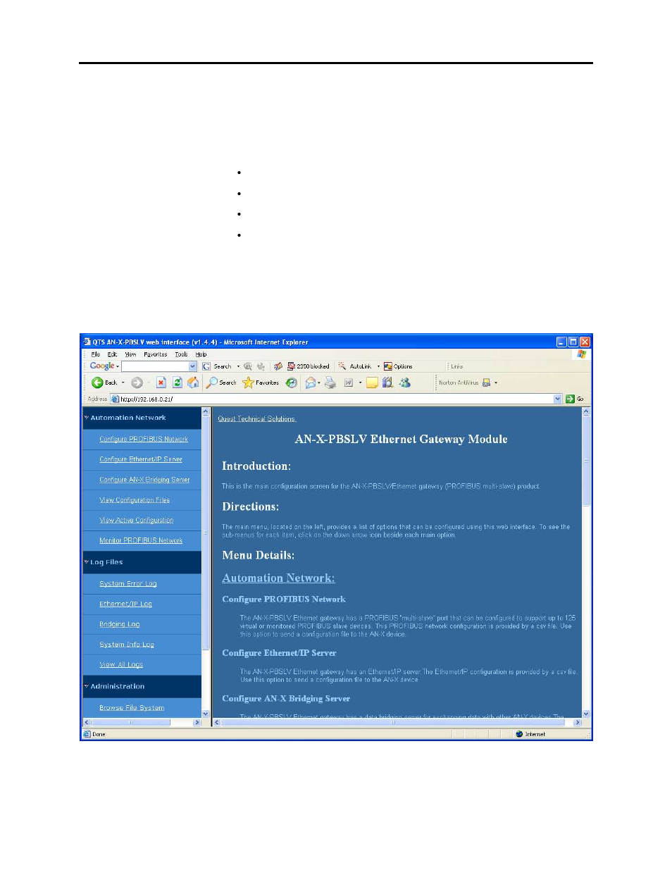 Using the web interface | ProSoft Technology AN-X-PB User Manual | Page 64 / 79