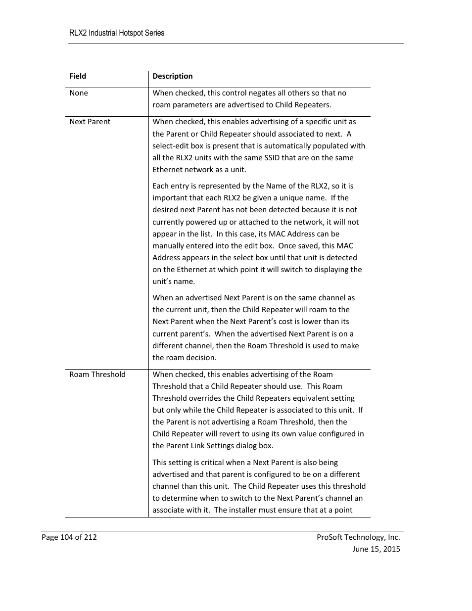 ProSoft Technology RLX2-IHNF-WC User Manual | Page 104 / 212