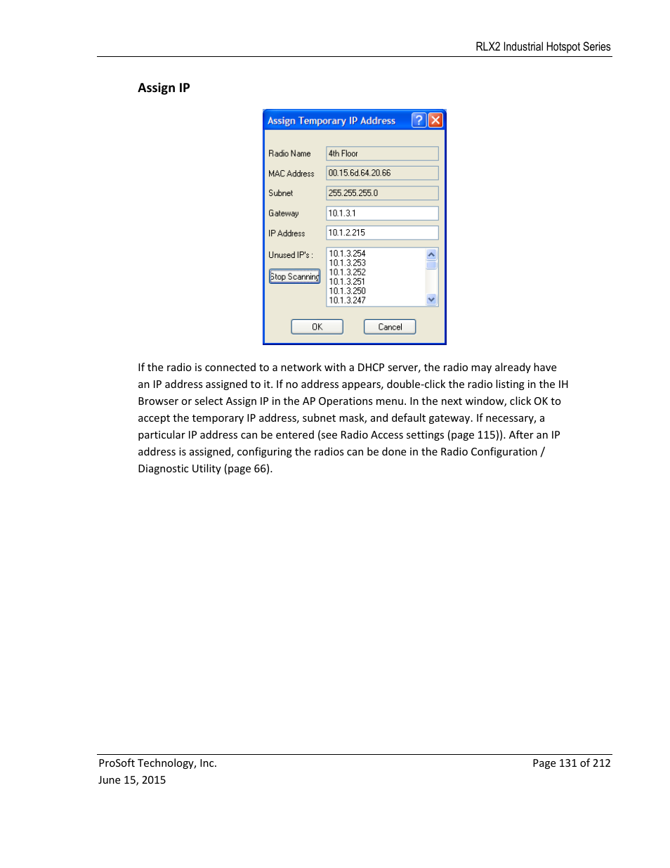 Assign ip, E 131) | ProSoft Technology RLX2-IHNF-WC User Manual | Page 131 / 212