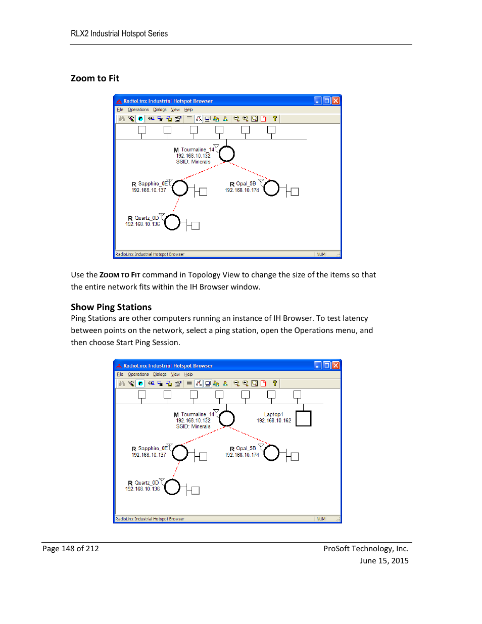 Zoom to fit, Show ping stations, E 148) | ProSoft Technology RLX2-IHNF-WC User Manual | Page 148 / 212