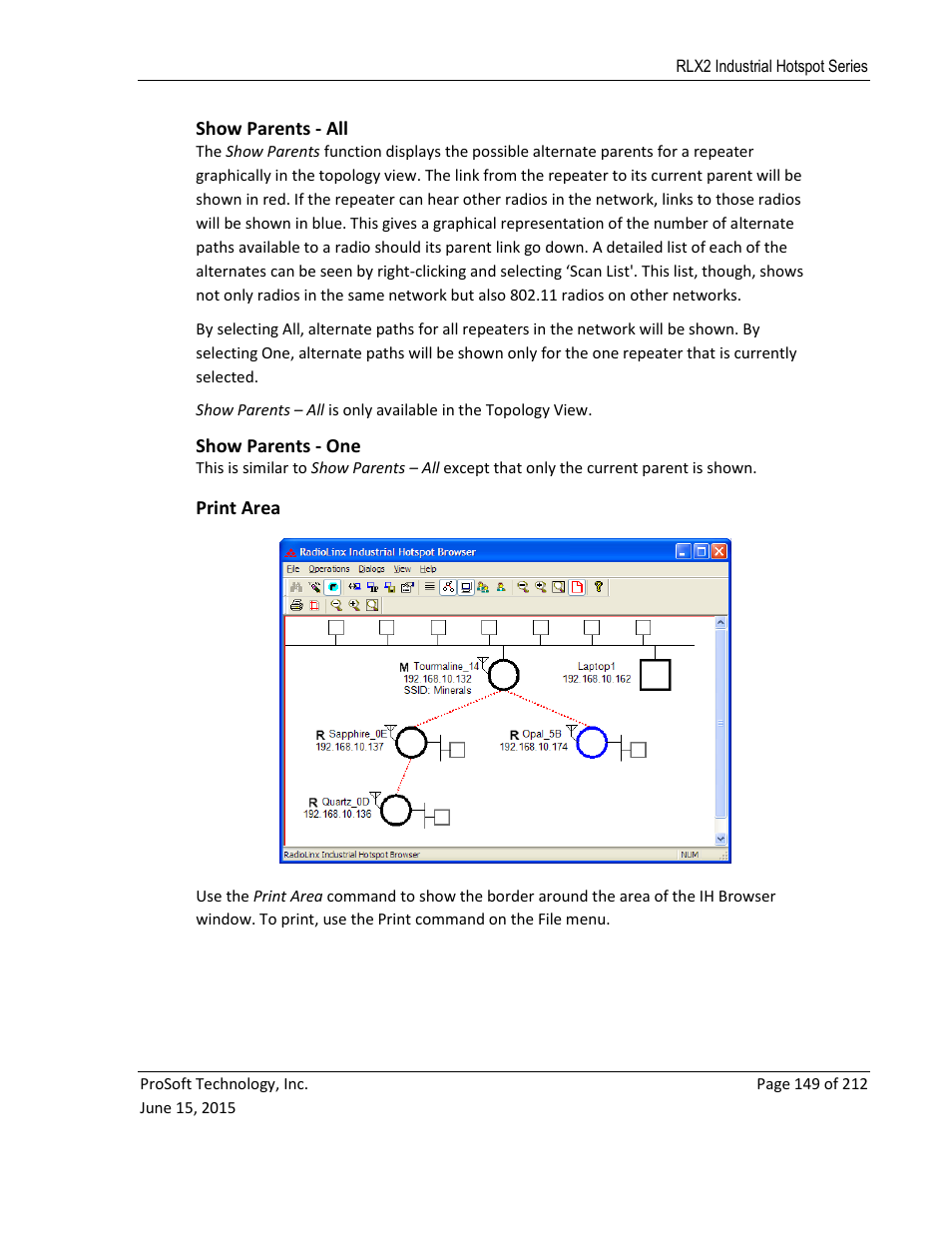 Show parents - all, Show parents - one, Print area | E 149) | ProSoft Technology RLX2-IHNF-WC User Manual | Page 149 / 212