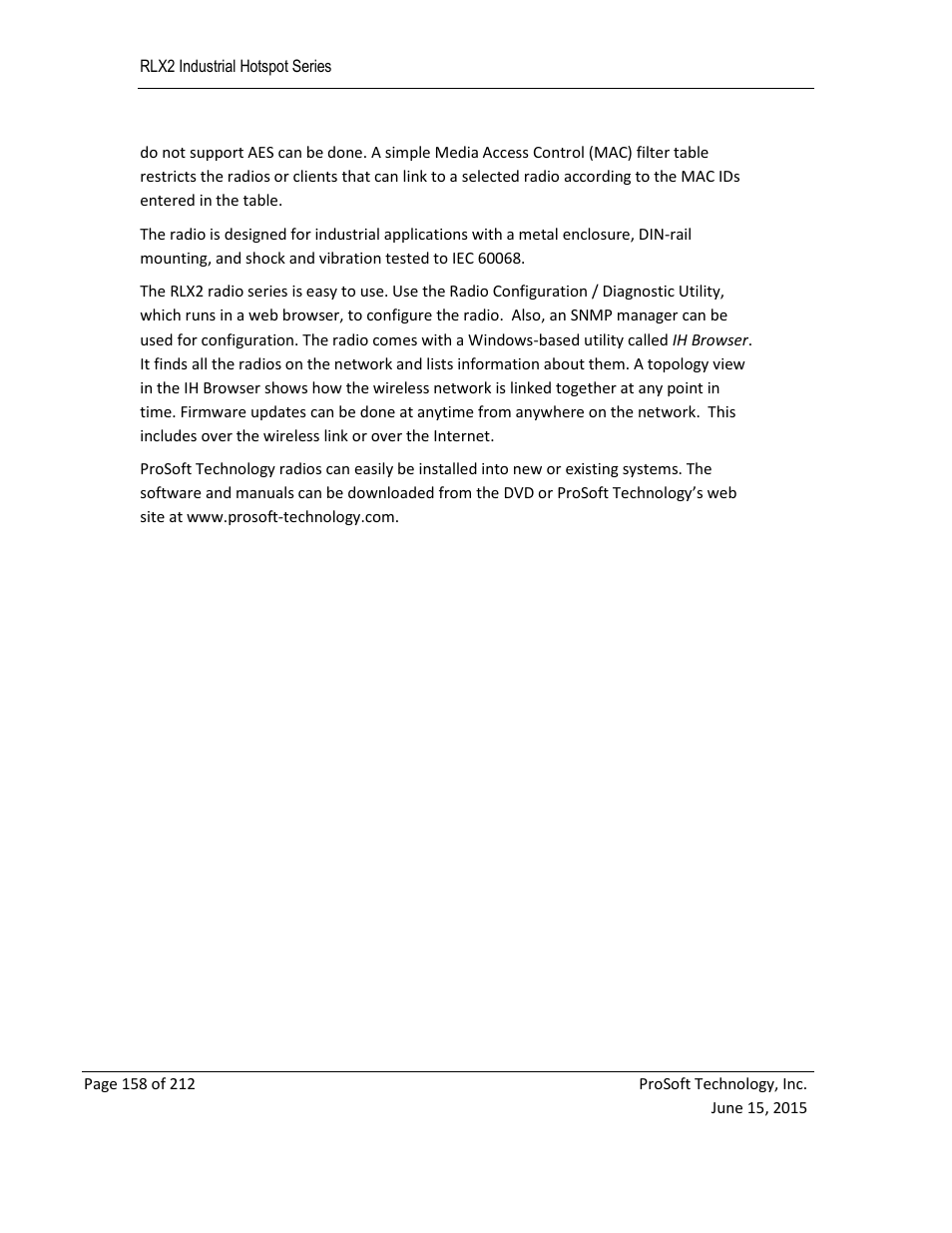 ProSoft Technology RLX2-IHNF-WC User Manual | Page 158 / 212