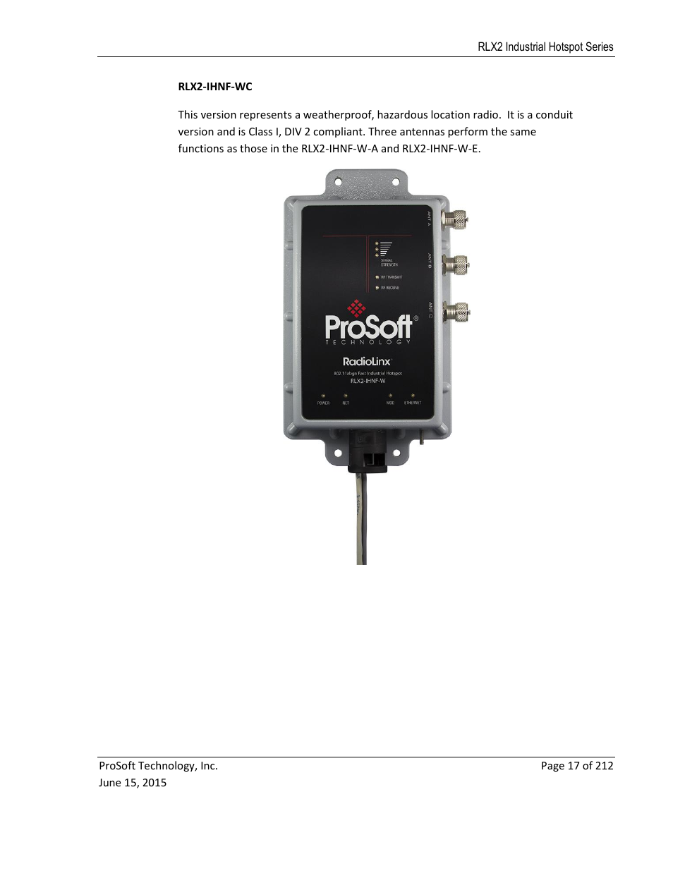 ProSoft Technology RLX2-IHNF-WC User Manual | Page 17 / 212