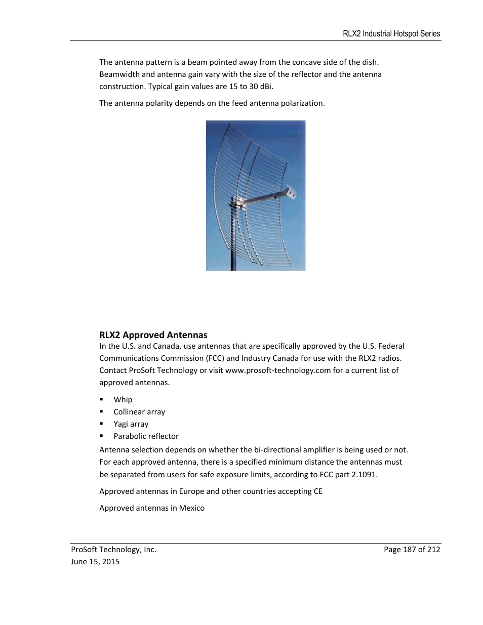 Rlx2 approved antennas | ProSoft Technology RLX2-IHNF-WC User Manual | Page 187 / 212