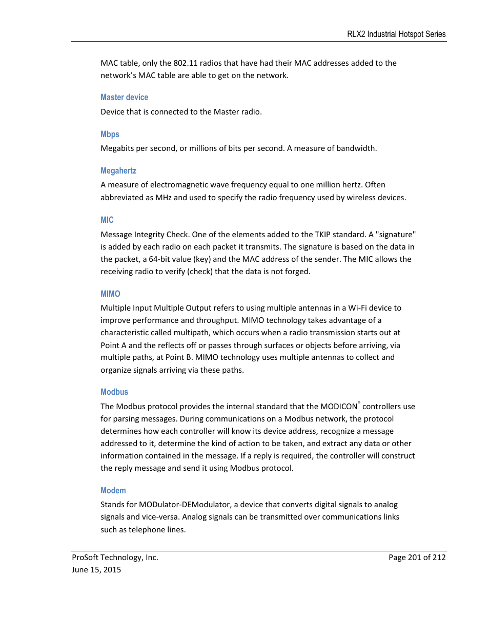 ProSoft Technology RLX2-IHNF-WC User Manual | Page 201 / 212