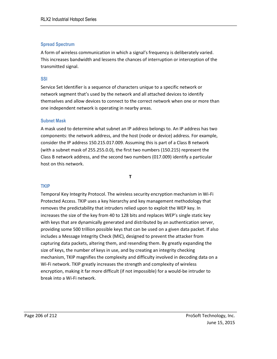 ProSoft Technology RLX2-IHNF-WC User Manual | Page 206 / 212