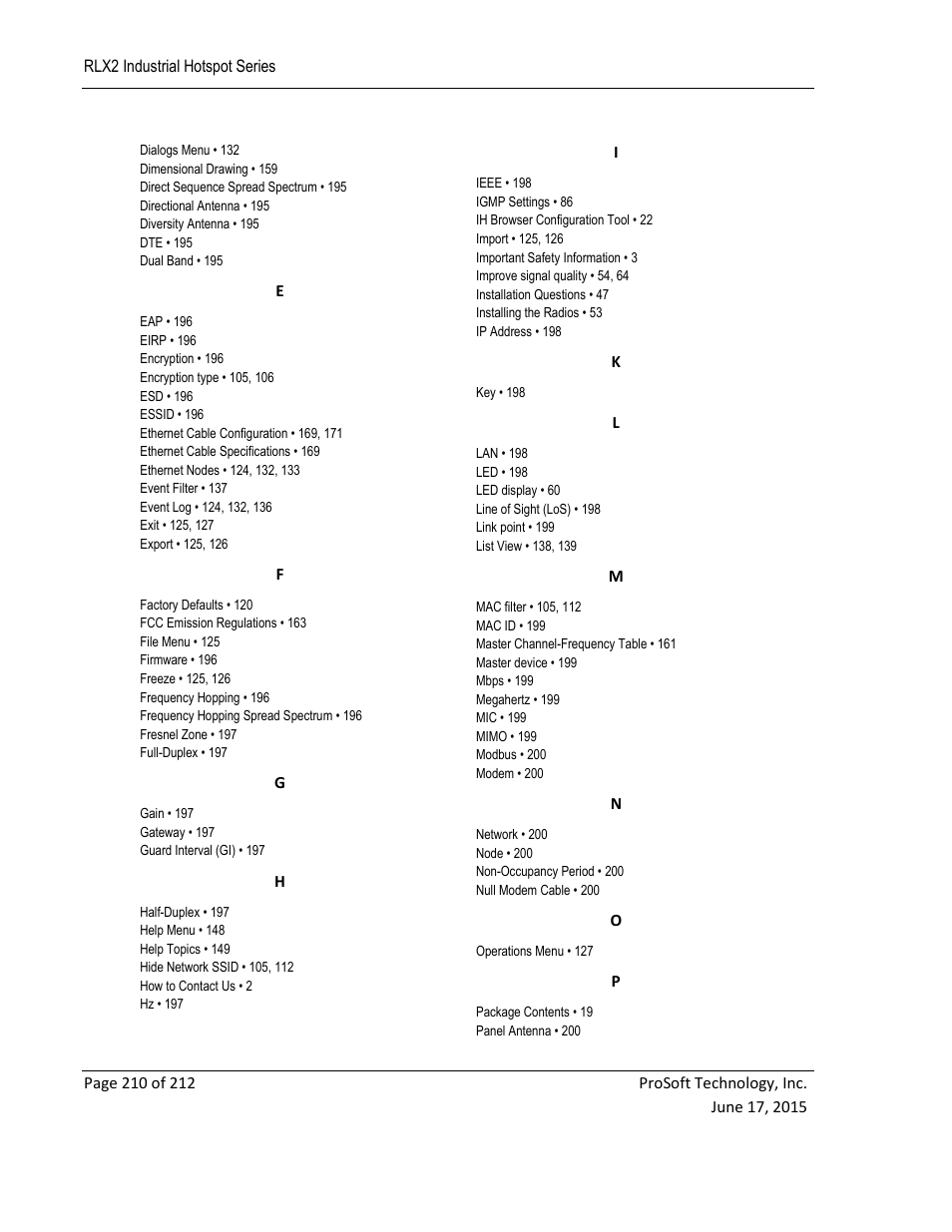 ProSoft Technology RLX2-IHNF-WC User Manual | Page 210 / 212