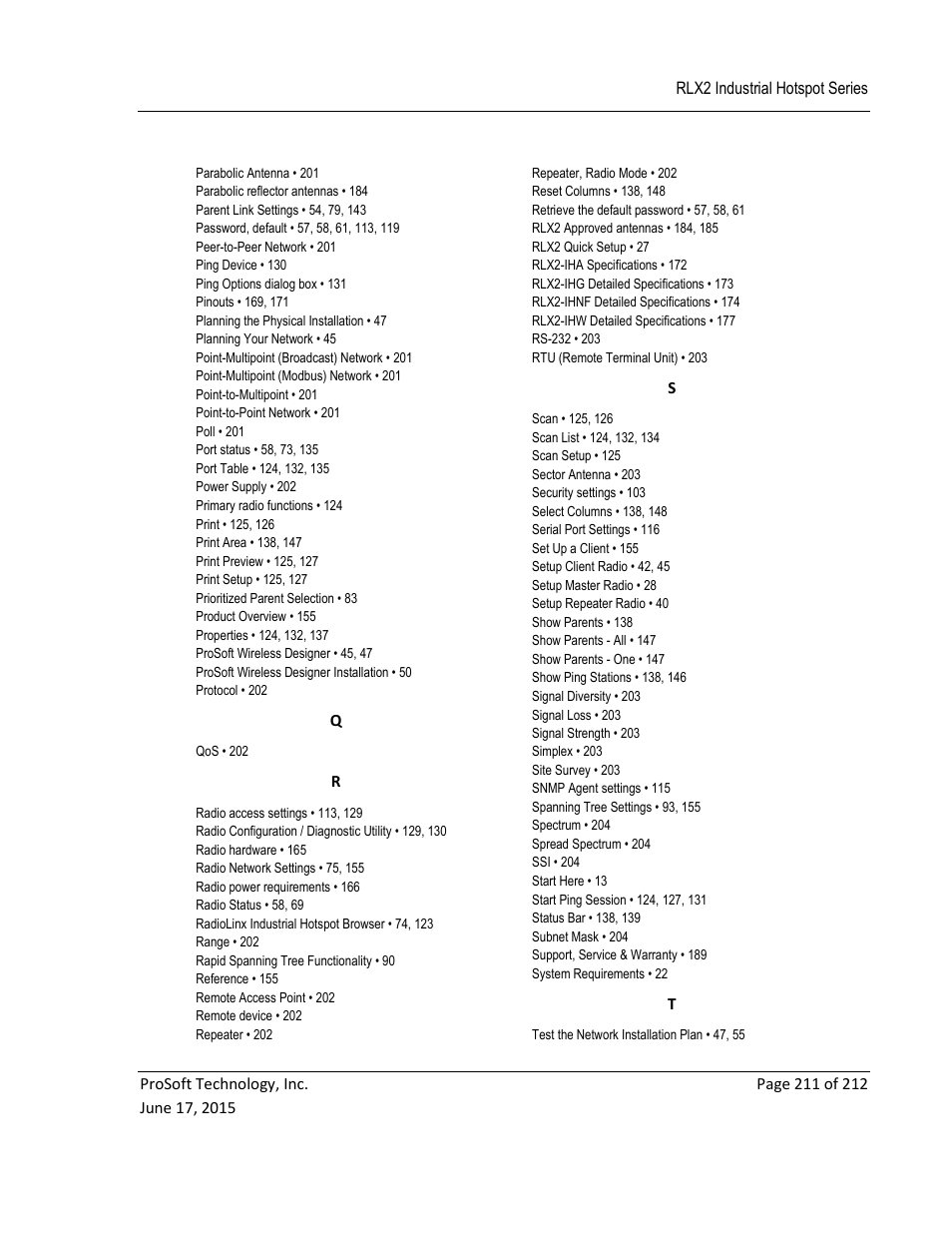 ProSoft Technology RLX2-IHNF-WC User Manual | Page 211 / 212