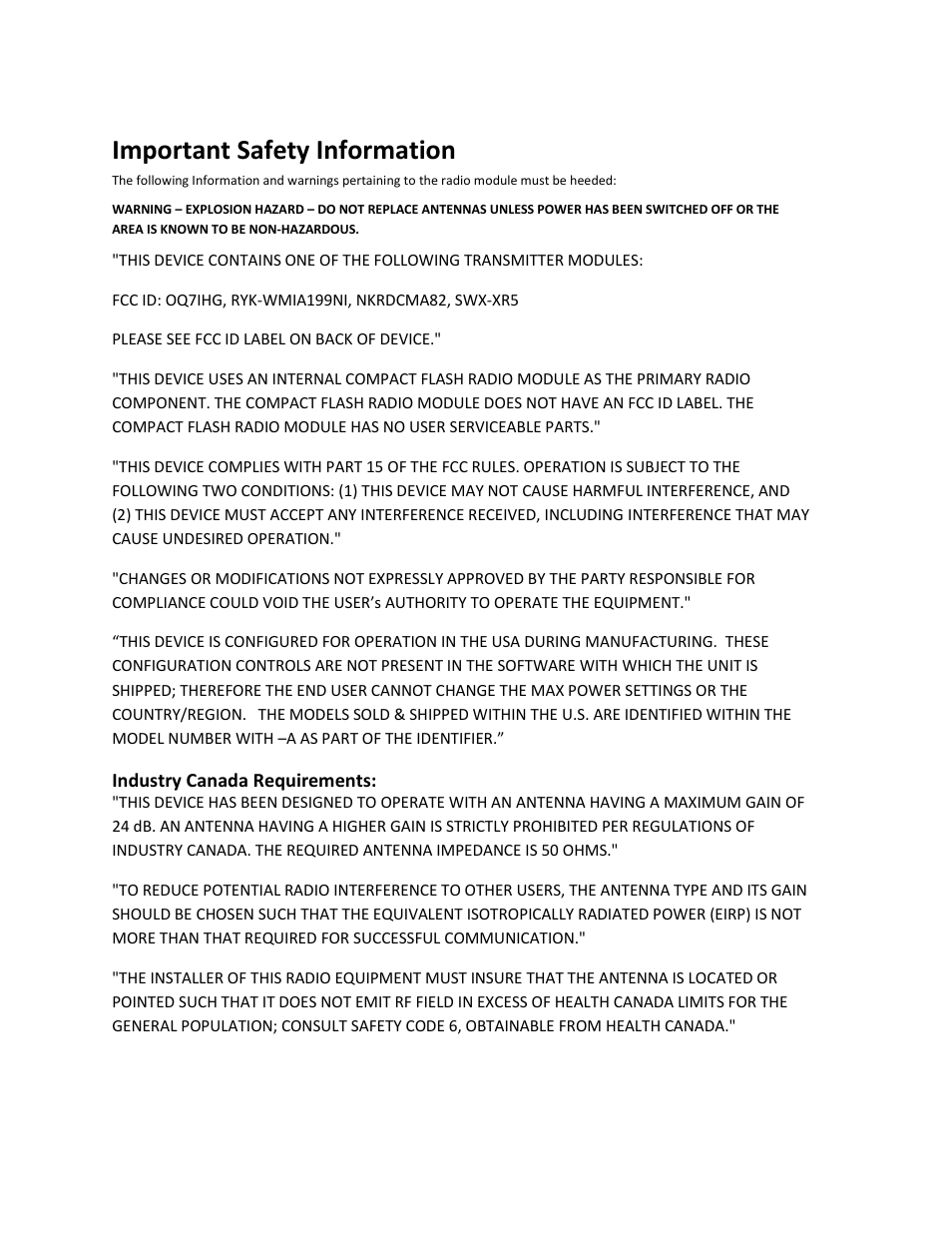 Important safety information | ProSoft Technology RLX2-IHNF-WC User Manual | Page 3 / 212