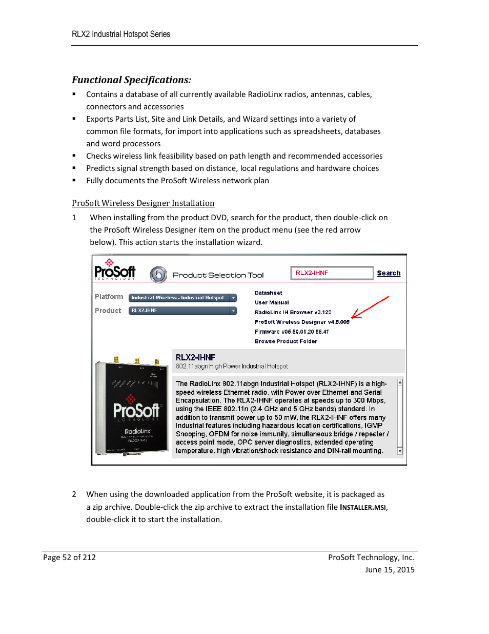 Functional specifications | ProSoft Technology RLX2-IHNF-WC User Manual | Page 52 / 212