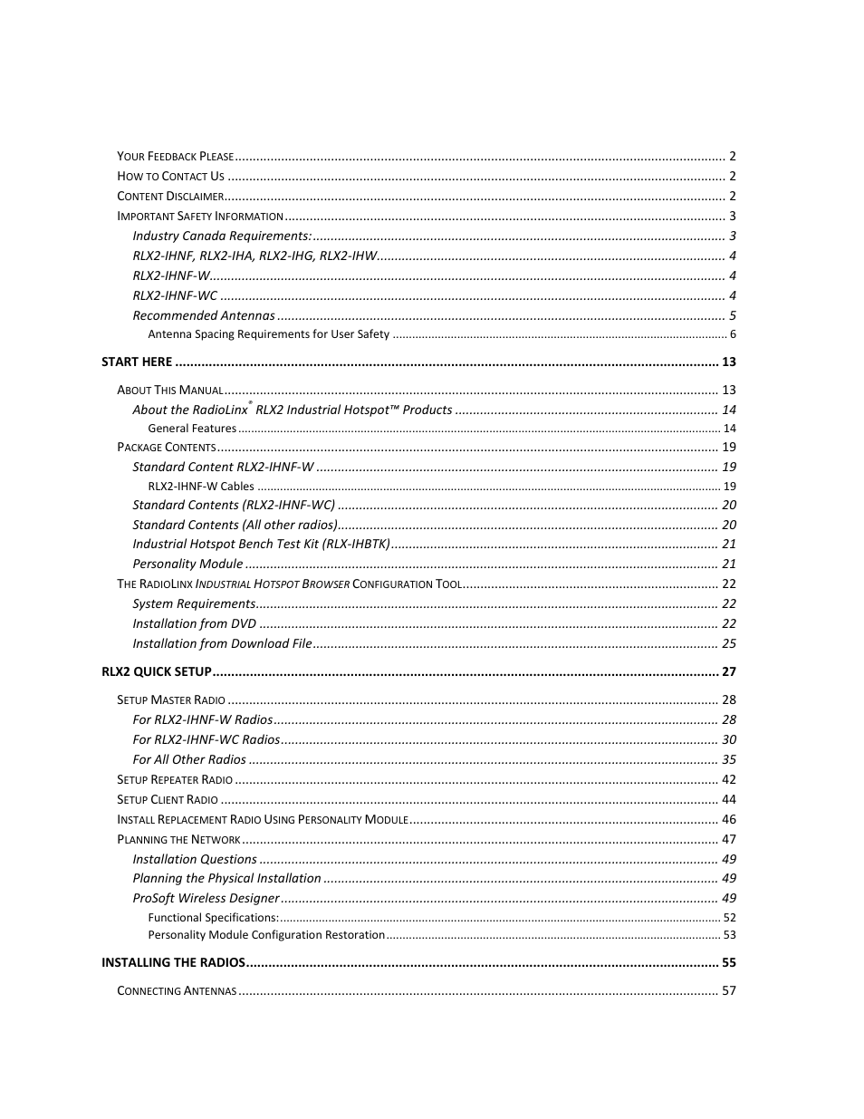 ProSoft Technology RLX2-IHNF-WC User Manual | Page 7 / 212