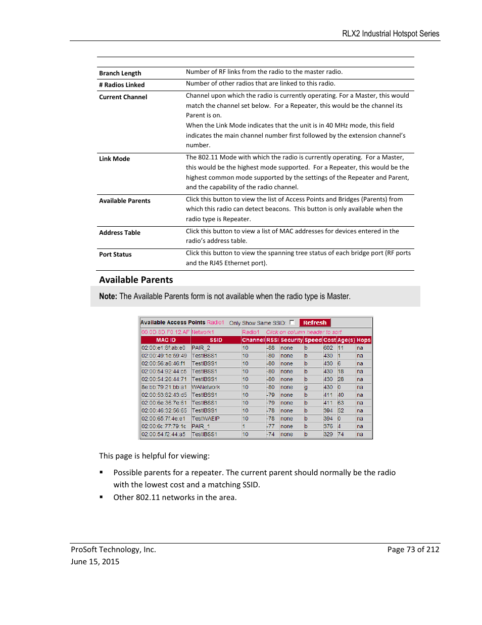 Available parents | ProSoft Technology RLX2-IHNF-WC User Manual | Page 73 / 212