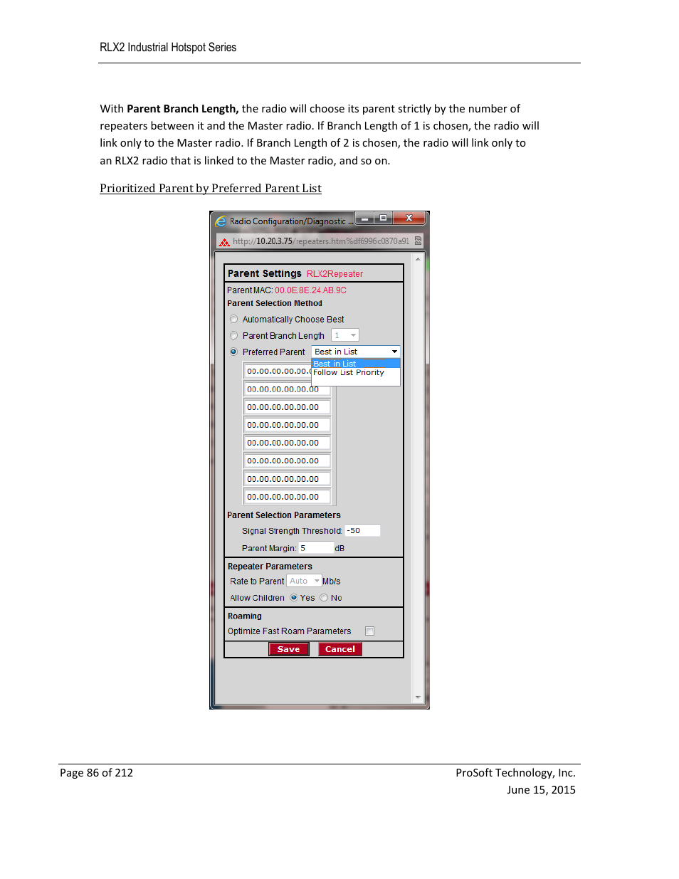 ProSoft Technology RLX2-IHNF-WC User Manual | Page 86 / 212